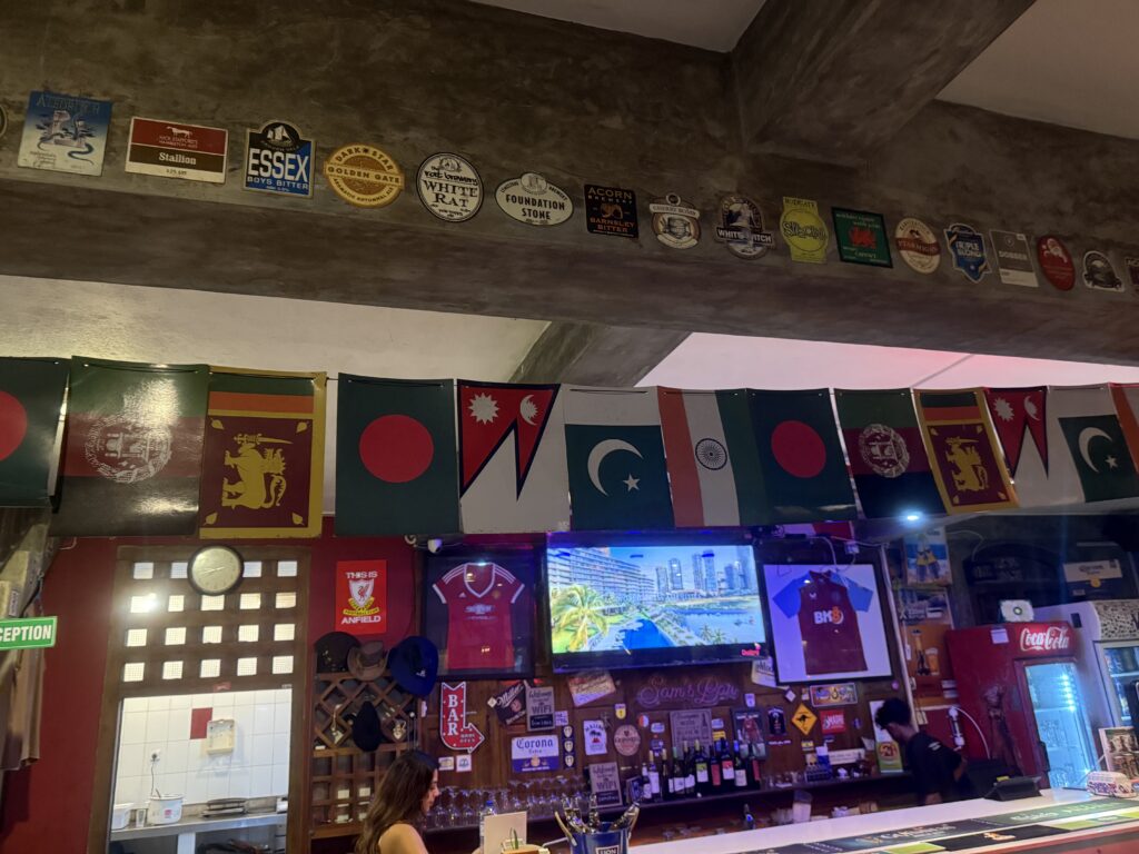Pump clips in Sam's Bar