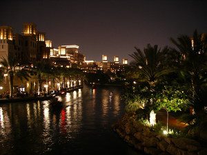 Waterway at the Madinat Jumeirah by night